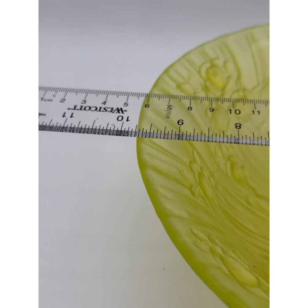 Tiffin Art Glass Vaseline Uranium Satin Roses Bowl 1920 MCM Round Green See Pics